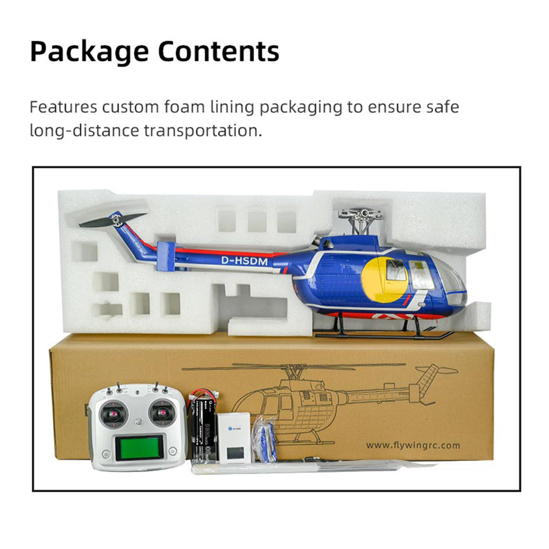 FLYWING BO105 470 Size 2.4G 6CH Military RC Helicopter With ACE Flight Controller, GPS and Adjustable Left/Right-Handed Controls