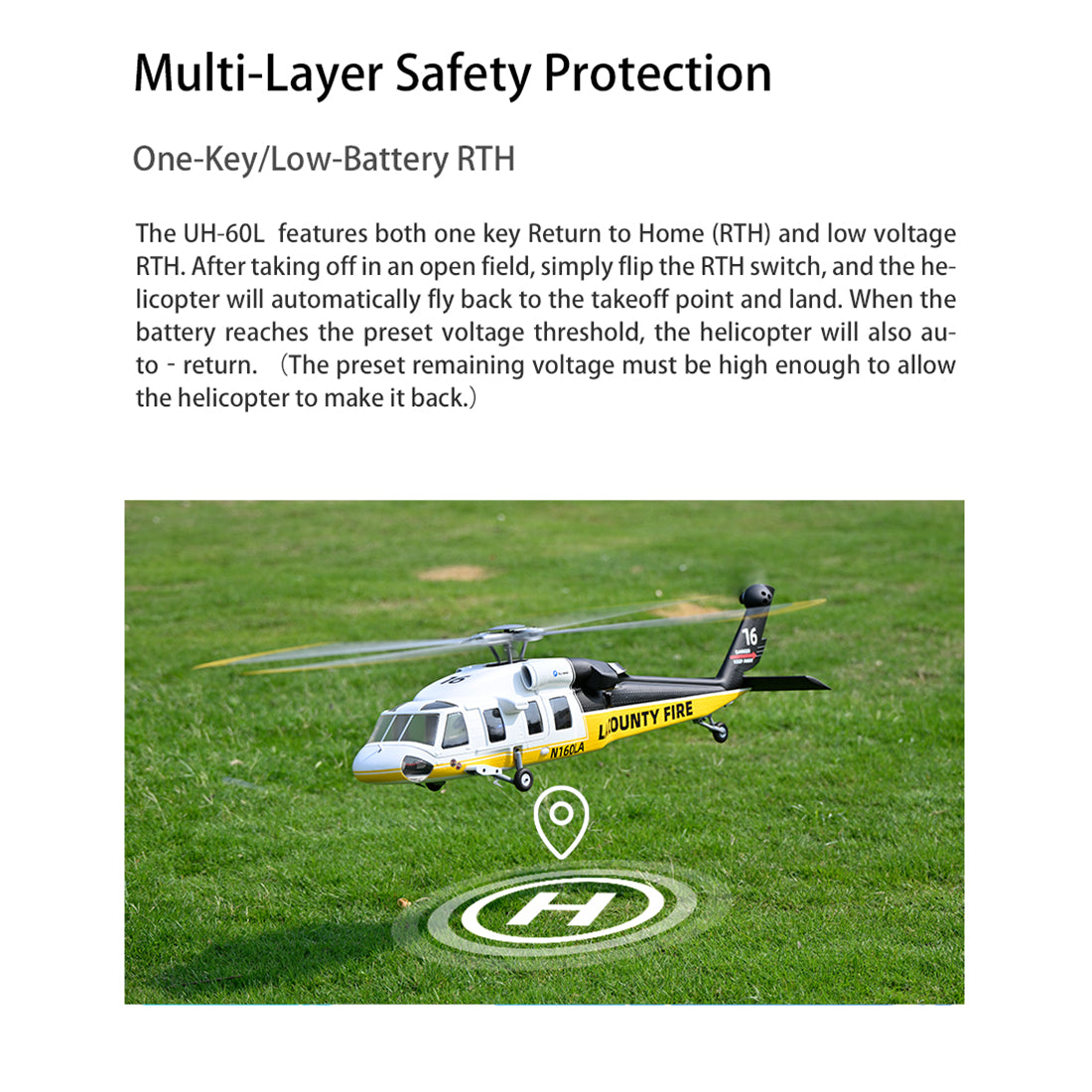 FLYWING UH-60L Black Hawk 470-Class RC Military Helicopter, 2.4G 6CH with ACE Flight Controller, GPS Positioning & Quick-Release 4-Rotor System (RTF Version)