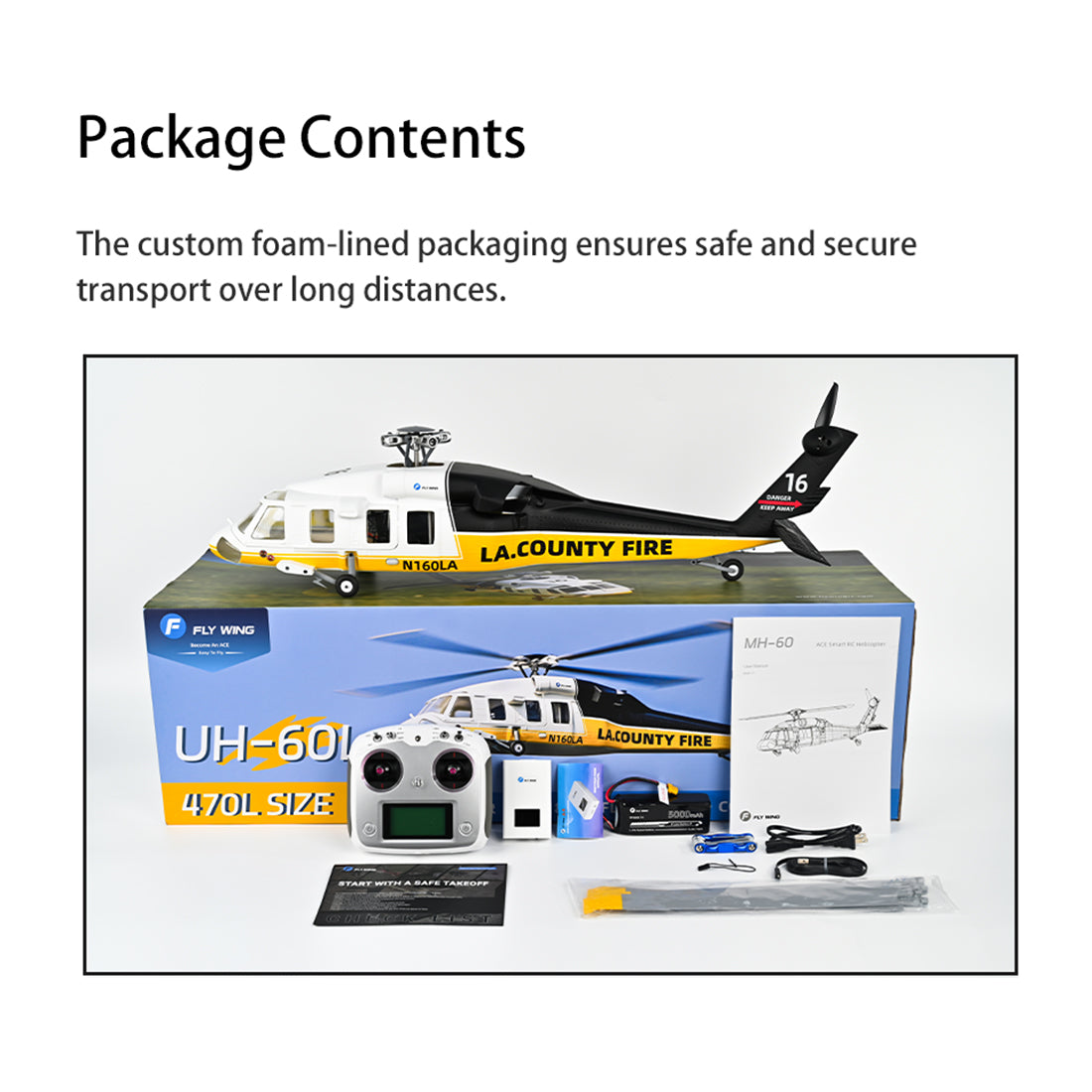 FLYWING UH-60L Black Hawk 470-Class RC Military Helicopter, 2.4G 6CH with ACE Flight Controller, GPS Positioning & Quick-Release 4-Rotor System (RTF Version)