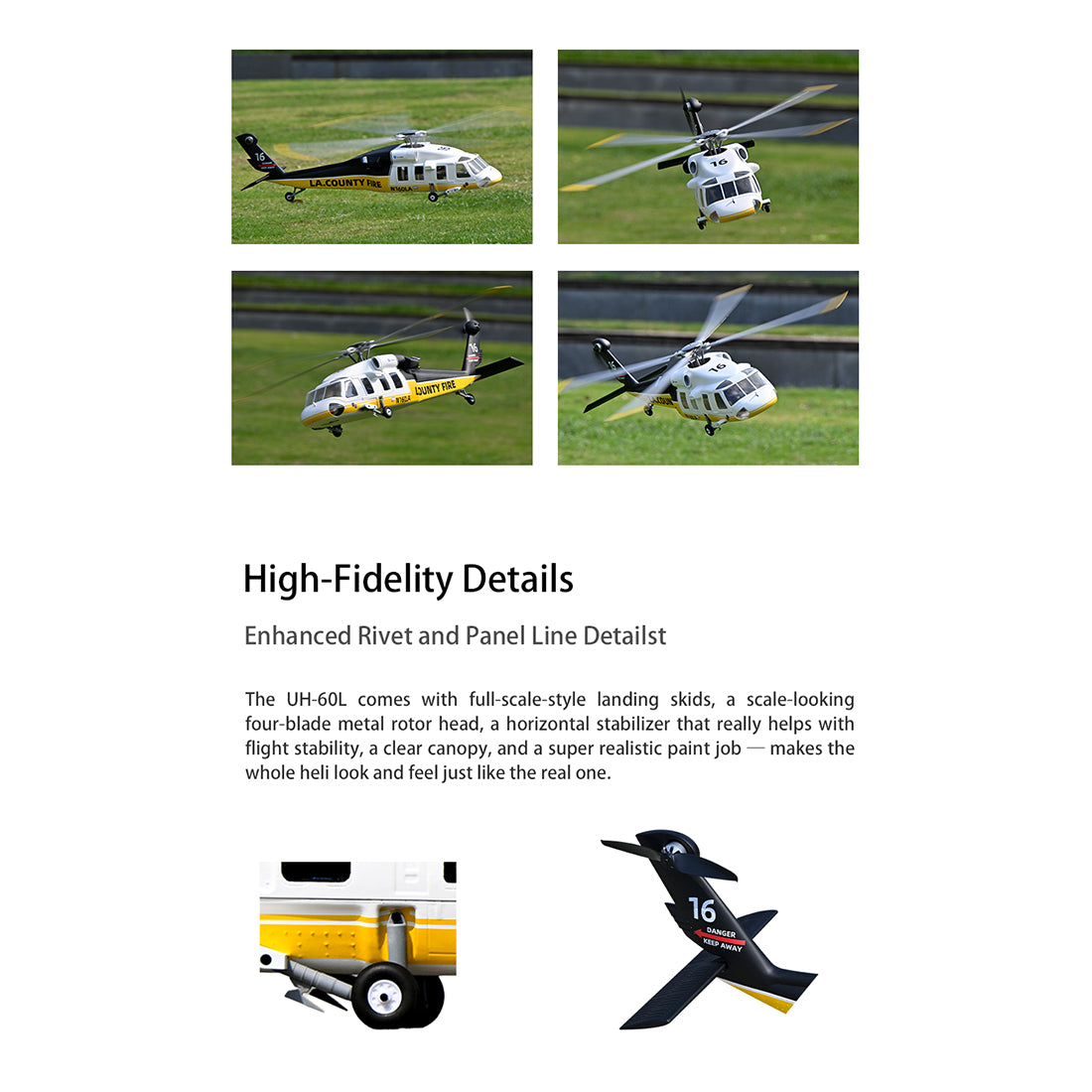 FLYWING UH-60L Black Hawk 470-Class RC Military Helicopter, 2.4G 6CH with ACE Flight Controller, GPS Positioning & Quick-Release 4-Rotor System (RTF Version)