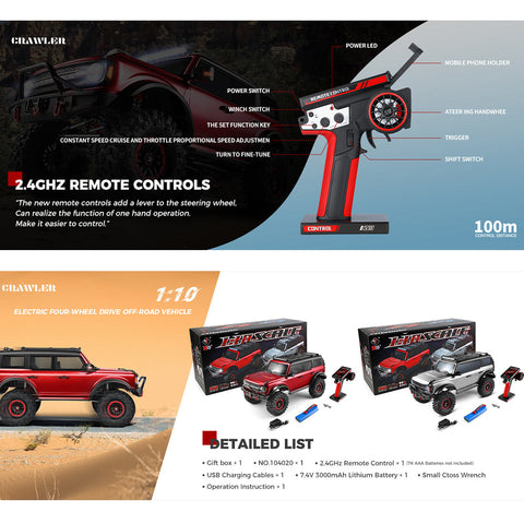 1/10 Scale 2.4G 4WD RC Off-Road Car - RTR Version 1/10 Scale 2.4G 4WD RC Off-Road Car - RTR Version
