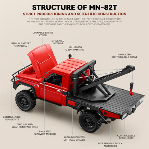 1/12 Scale RC Crawler Car 2.4G Full-proportional 4WD with Functional Crane, Liftable Hook & 2-Speed 1/12 Scale RC Crawler Car 2.4G Full-proportional 4WD with Functional Crane, Liftable Hook & 2-Speed