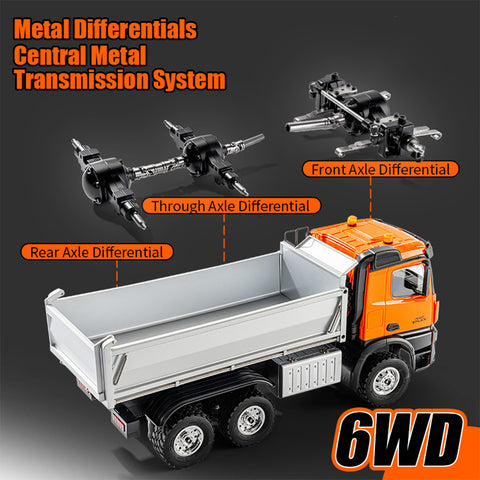 1/14 Scale 14CH Full-Proportional Alloy RC Dump Truck (RTR/Orange) 1/14 Scale 14CH Full-Proportional Alloy RC Dump Truck (RTR/Orange)