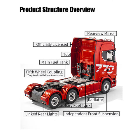 1/18 Scale 6x4 770S Heavy Duty Tractor Truck - RC Semi Trailer with Rear Wheel Drive, Adult Collectible Model 1/18 Scale 6x4 770S Heavy Duty Tractor Truck - RC Semi Trailer with Rear Wheel Drive, Adult Collectible Model