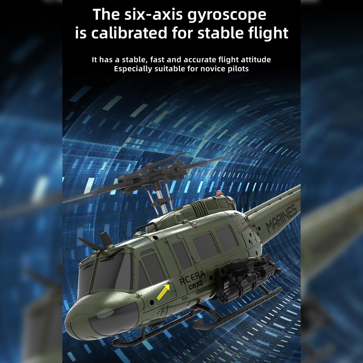 RC ERA C032 1/48 Scale UH-1 Huey 2.4G 6CH Flybarless RC Helicopter - RTF