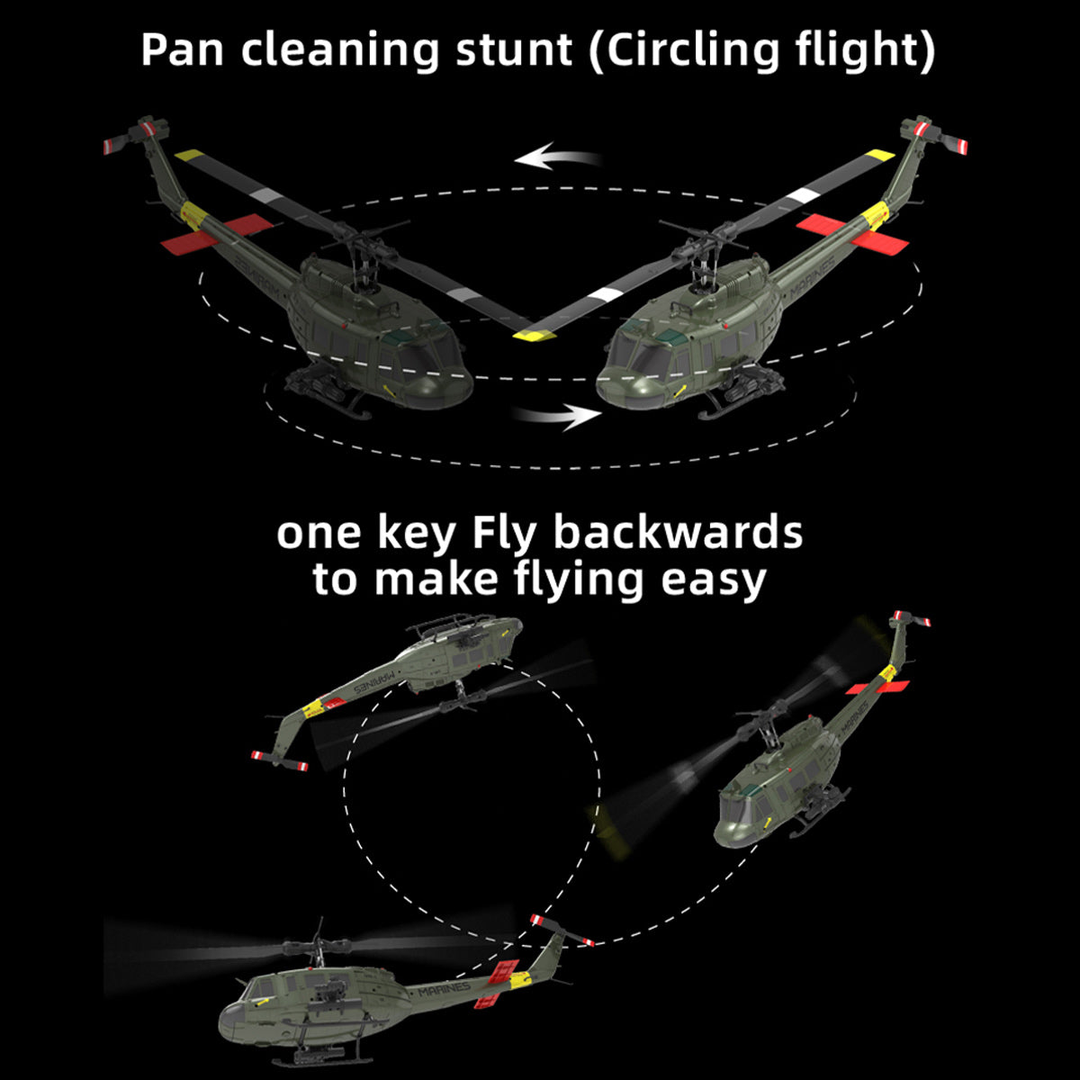 RC ERA C032 1/48 Scale UH-1 Huey 2.4G 6CH Flybarless RC Helicopter - RTF