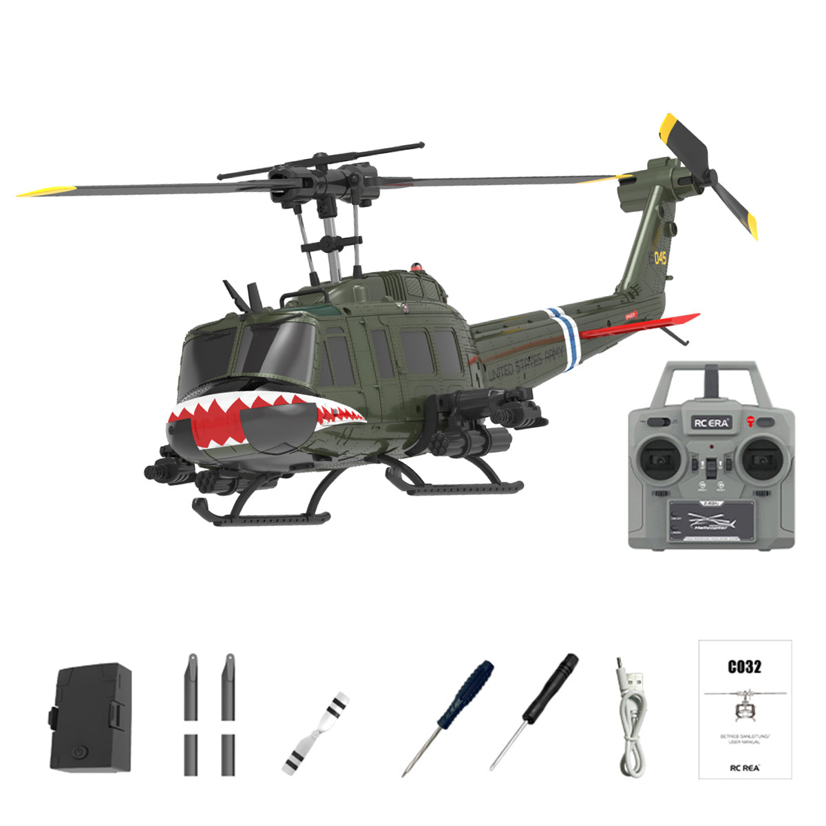RC ERA C032 1/48 Scale UH-1 Huey 2.4G 6CH Flybarless RC Helicopter - RTF