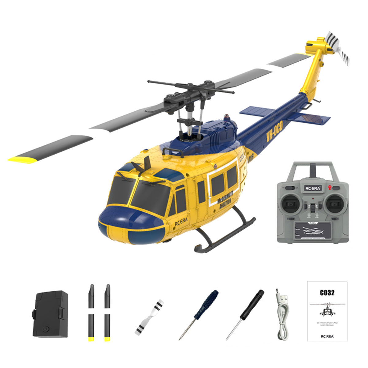 RC ERA C032 1/48 Scale UH-1 Huey 2.4G 6CH Flybarless RC Helicopter - RTF