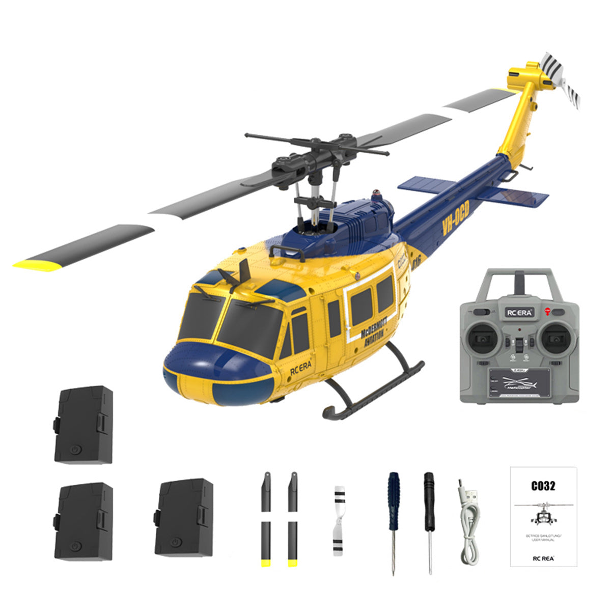 RC ERA C032 1/48 Scale UH-1 Huey 2.4G 6CH Flybarless RC Helicopter - RTF