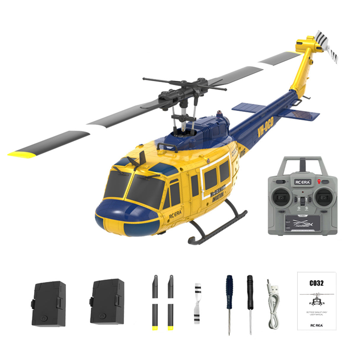 RC ERA C032 1/48 Scale UH-1 Huey 2.4G 6CH Flybarless RC Helicopter - RTF