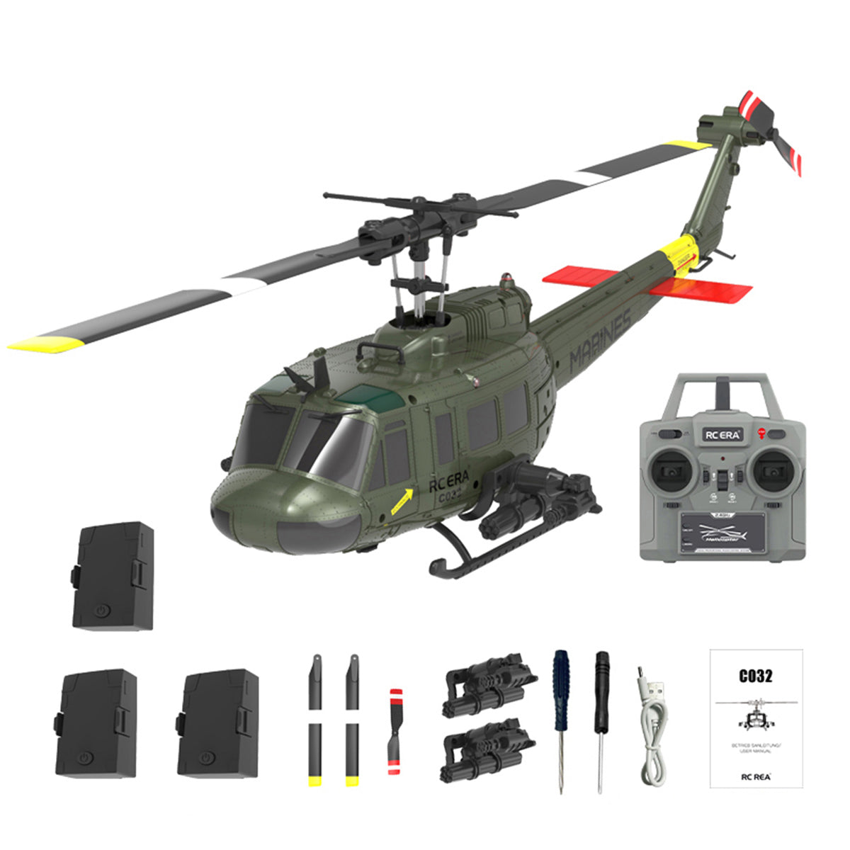 RC ERA C032 1/48 Scale UH-1 Huey 2.4G 6CH Flybarless RC Helicopter - RTF