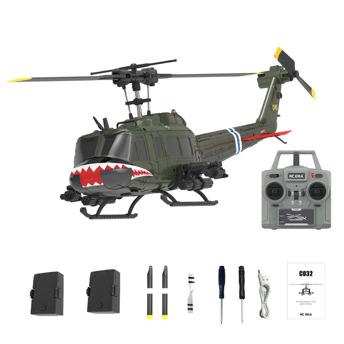 RC ERA C032 1/48 Scale UH-1 Huey 2.4G 6CH Flybarless RC Helicopter - RTF