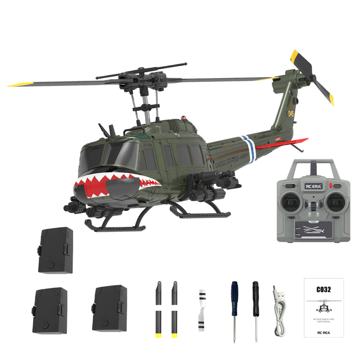 RC ERA C032 1/48 Scale UH-1 Huey 2.4G 6CH Flybarless RC Helicopter - RTF