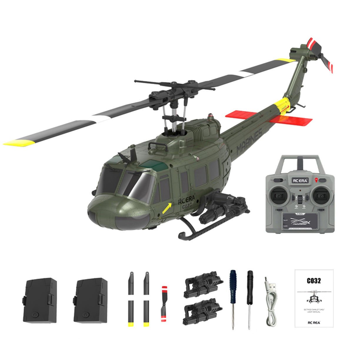 RC ERA C032 1/48 Scale UH-1 Huey 2.4G 6CH Flybarless RC Helicopter - RTF