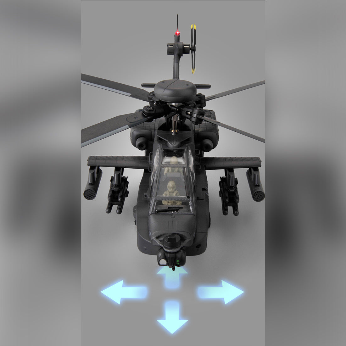 C170 1/48 Scale AH-64D 2.4G 6CH RC Helicopter, Flybarless Military Helicopter with Optical Flow Positioning, TOF & Altitude Hold, One-Key Inverted Flight, Brushless Motor (RTF Version)