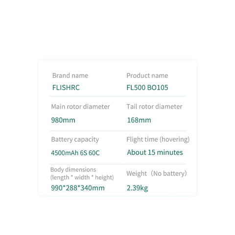 FL500 BO105 500-Class 2.4G 6CH Scale RC Helicopter Model with FLISHRC L7 Flight Controller, 4-Mode Positioning GPS, Realistic Cockpit(TRF Version) FL500 BO105 500-Class 2.4G 6CH Scale RC Helicopter Model with FLISHRC L7 Flight Controller, 4-Mode Positioning GPS, Realistic Cockpit(TRF Version)