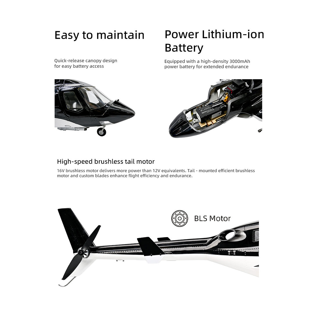 FLYWING Bell222 Airwolf 2.4G 6CH 470-Class RC Helicopter with with Retractable Landing Gear, GPS & ACE FC (RTF)