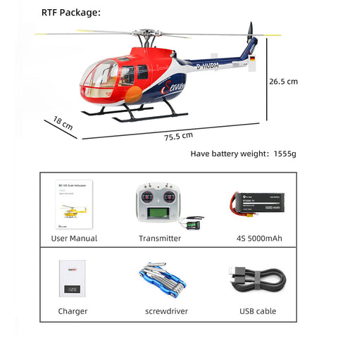 FLYWING BO105 470 Size 2.4G 6CH Military RC Helicopter With H1 Flight Controller, GPS and Adjustable Left/Right-Handed Controls  FLYWING BO105 470 Size 2.4G 6CH Military RC Helicopter With H1 Flight Controller, GPS and Adjustable Left/Right-Handed Controls
