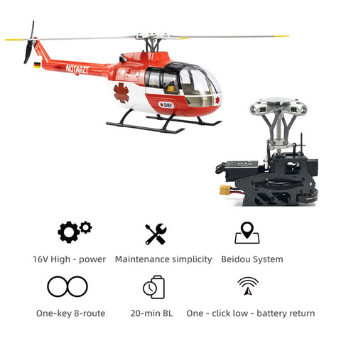 FLYWING BO105 470 Size 2.4G 6CH Military RC Helicopter With H1 Flight Controller, GPS and Adjustable Left/Right-Handed Controls  FLYWING BO105 470 Size 2.4G 6CH Military RC Helicopter With H1 Flight Controller, GPS and Adjustable Left/Right-Handed Controls