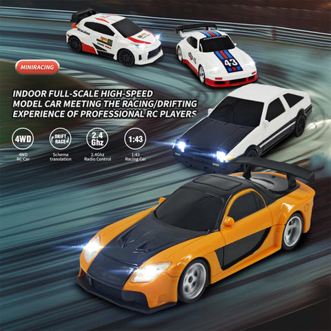 1/43 Scale 2.4G Full Proportional RC Electric Mini Racing Drift Car Model with Lights Kit  1/43 Scale 2.4G Full Proportional RC Electric Mini Racing Drift Car Model with Lights Kit