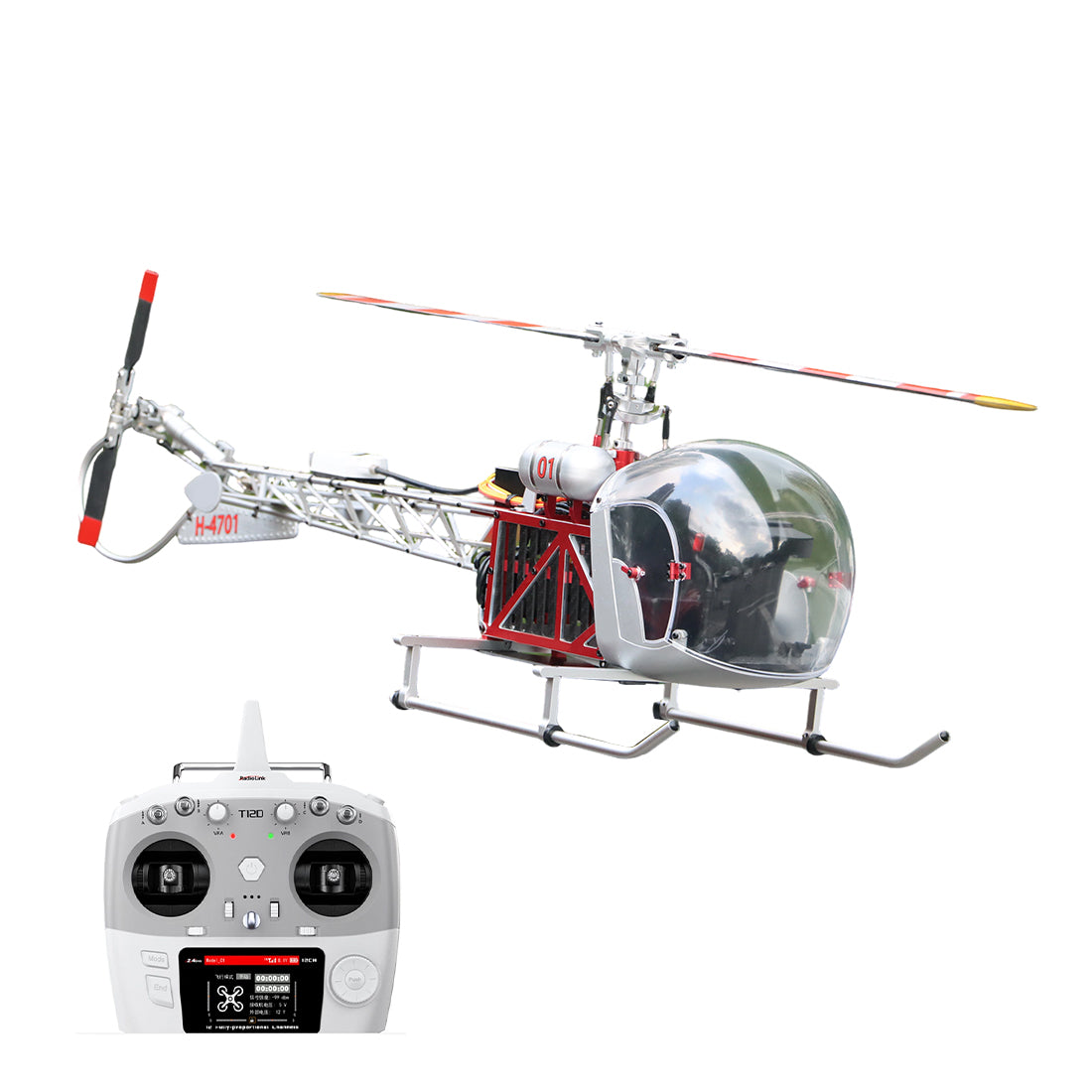 WOLFBUSH Bell-47 2.4G 450-Class 3-Blade RC Helicopter with H1PRO Flight Controller (RTF) Pre-sale