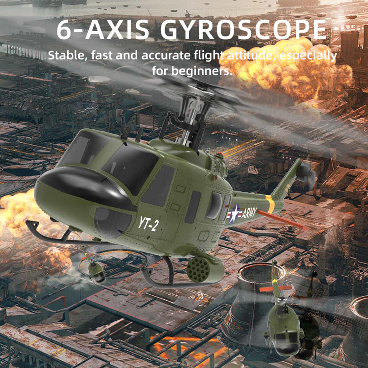 YU XIANG F07 1:34 UH-1 Huey 2.4G 6-channel remote control brushless direct drive RC Helicopter Optical Flow Positioning RTF