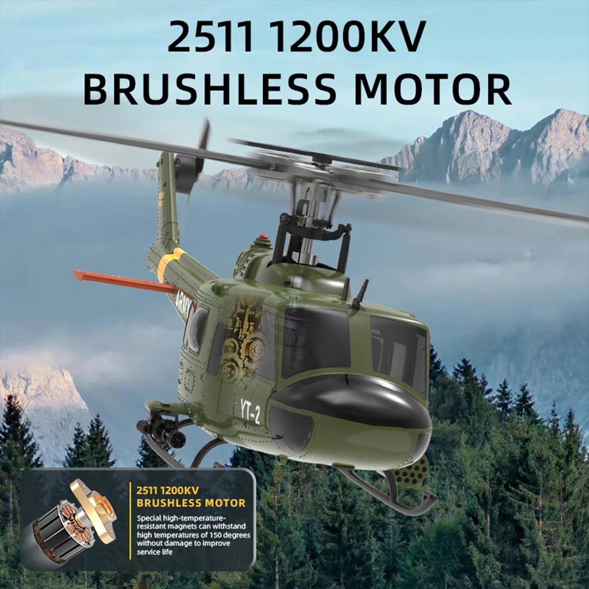 YU XIANG F07 1:34 UH-1 Huey 2.4G 6-channel remote control brushless direct drive RC Helicopter Optical Flow Positioning RTF
