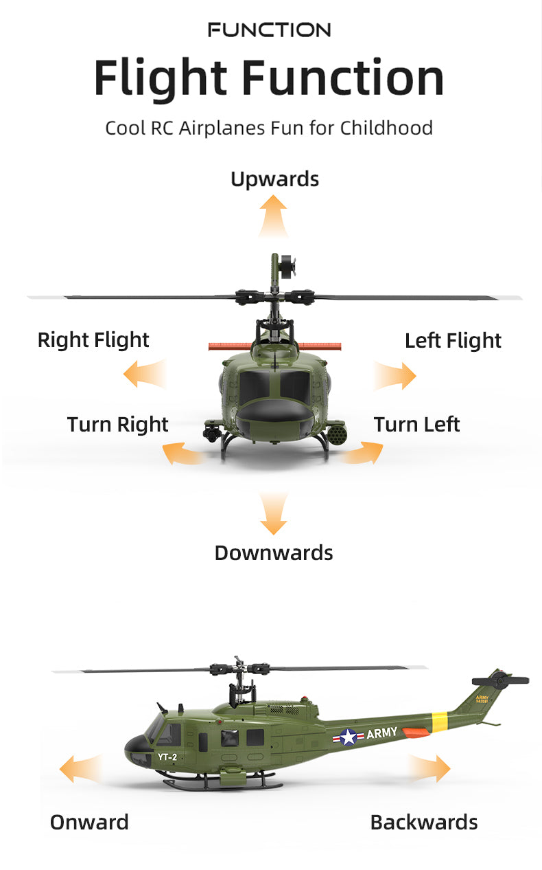 YU XIANG F07 1:34 UH-1 Huey 2.4G 6-channel remote control brushless direct drive RC Helicopter Optical Flow Positioning RTF