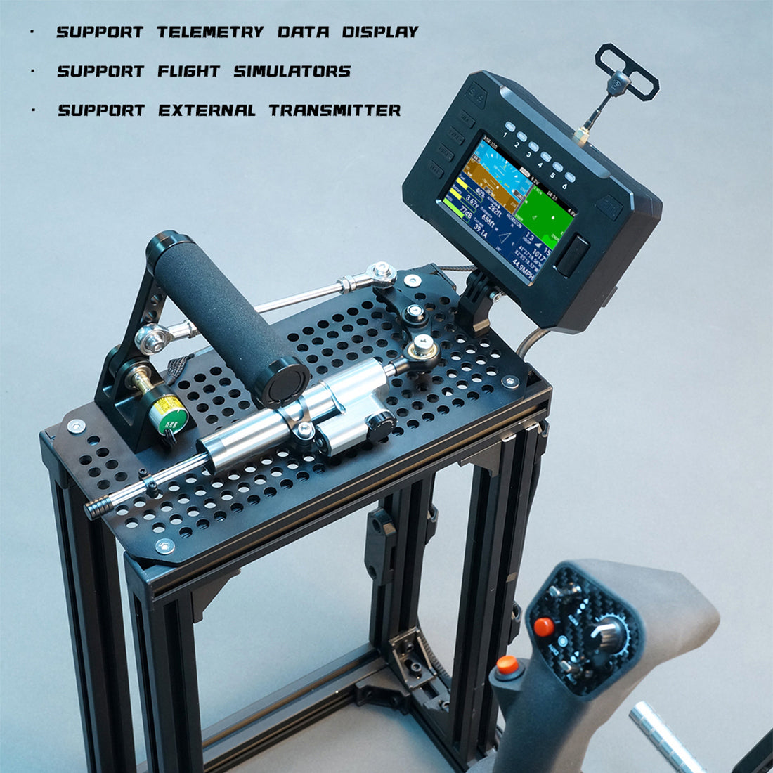WOLFBUSH FF10 Flight Simulator Controller 10CH 2.4G RC Transmitter with Throttle, Cyclic Stick & Rudder Pedals, ELRS 2.4G, CNC Metal Build for Fixed Wing, Helicopter & Multirotor