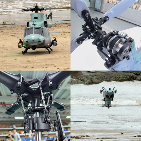 GOOSKY E7 UH-1Y 700 Size 1/9 Scale Military RC Helicopter with CNC Metal Main Body, Belt-Driven Tail and Mechanical Bearing System