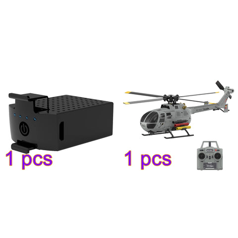 C186S BO105 1/48 Scale 2.4G 6CH Single-Rotor Flybarless Realistic Intelligent RC Helicopter Model with Barometric Altitude Hold, Optical Flow Positioning, One-Key TOL & Missile Mounting Rack (RTF/Grey)