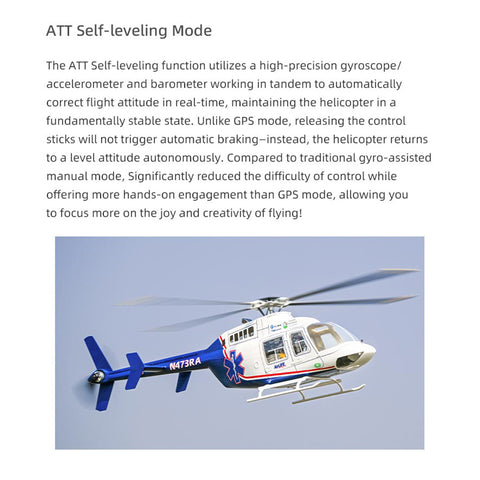 FLYWING BELL-407 470 Class RC Helicopter, Adjustable Left/Right Hand Flight Control, 2.4G Six Path Four Rotor Military Helicopter Model with ACE Flight Controller, GPS and Quick Release Rotors (RTF Version)