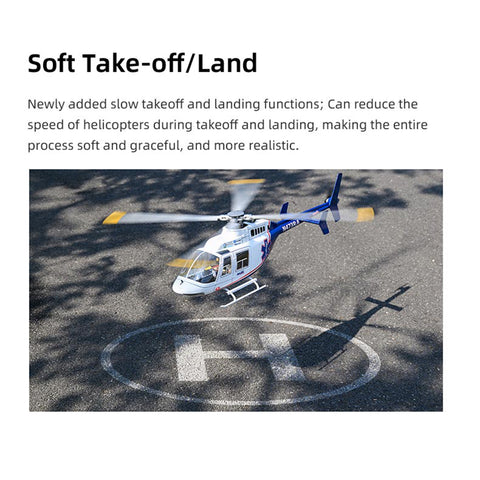 FLYWING BELL-407 470 Class RC Helicopter, Adjustable Left/Right Hand Flight Control, 2.4G Six Path Four Rotor Military Helicopter Model with ACE Flight Controller, GPS and Quick Release Rotors (RTF Version)