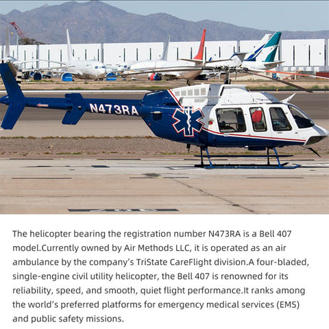 FLYWING BELL-407 470 Class RC Helicopter, Adjustable Left/Right Hand Flight Control, 2.4G Six Path Four Rotor Military Helicopter Model with ACE Flight Controller, GPS and Quick Release Rotors (RTF Version)