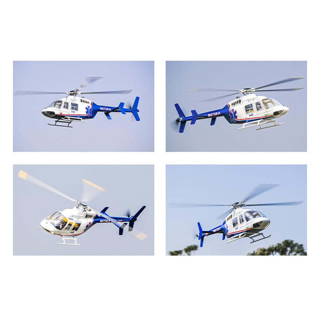 FLYWING BELL-407 470 Class RC Helicopter, Adjustable Left/Right Hand Flight Control, 2.4G Six Path Four Rotor Military Helicopter Model with ACE Flight Controller, GPS and Quick Release Rotors (RTF Version)