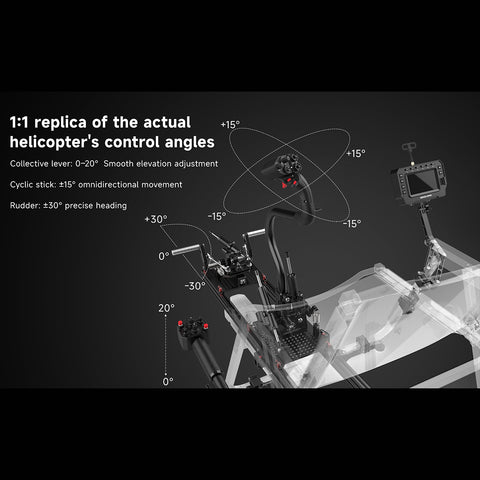 H17 Helicopter Flight Simulator Controller | 17CH CNC Metal Transmitter with Collective Pitch Lever & Foot Pedals (Seat Not Included)