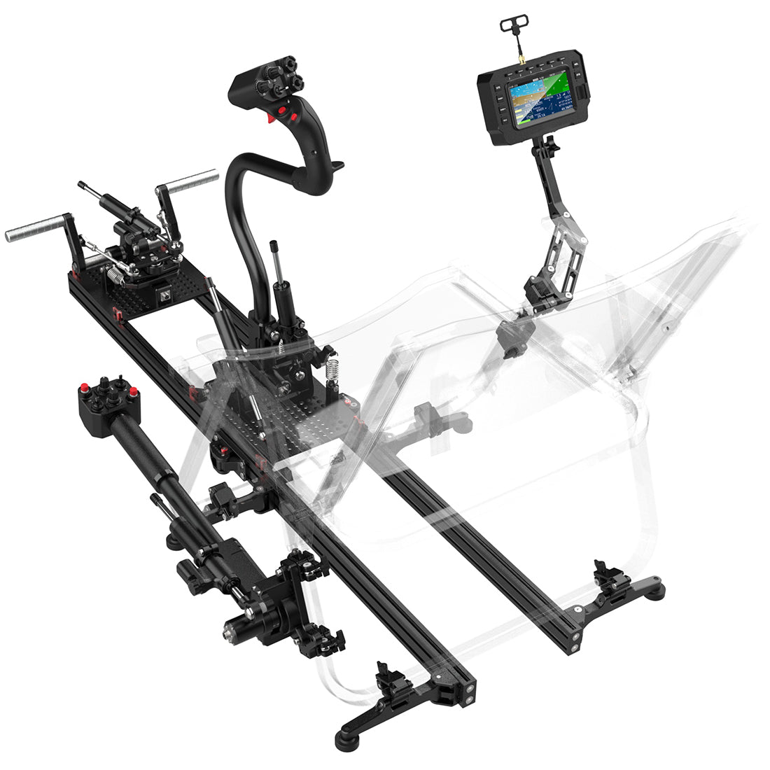 H17 Helicopter Flight Simulator Controller | 17CH CNC Metal Transmitter with Collective Pitch Lever & Foot Pedals (Seat Not Included)