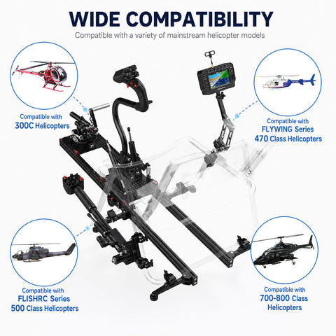 H17 Helicopter Flight Simulator Controller | 17CH CNC Metal Transmitter with Collective Pitch Lever & Foot Pedals (Seat Not Included)