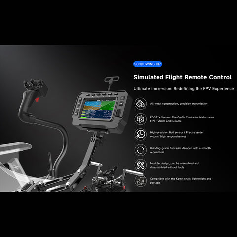 H17 Helicopter Flight Simulator Controller | 17CH CNC Metal Transmitter with Collective Pitch Lever & Foot Pedals (Seat Not Included)