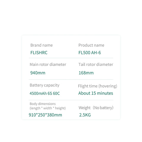 FL500 AH-6 500-Class 2.4G 6CH Scale RC Helicopter Model with FLISHRC L7 Flight Controller and 4-Mode Positioning GPS - RTF