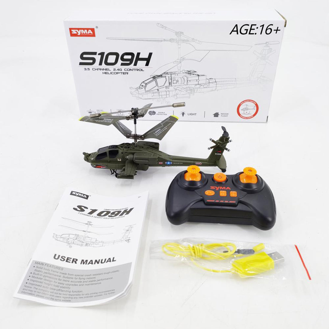 SYMA S109H Apache Helicopter RC Dual-Prop Gyro Stabilized Airplane Model | RTRhobby