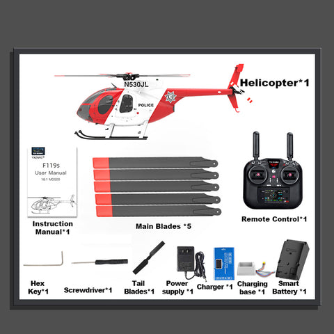 YU XIANG F119S MD500 1/16 Scale 250-Class 2.4G 9CH RC Little Bird Military Helicopter Model with Flybarless Rotor Head, 6G/3D Switchable Modes & Openable Cockpit