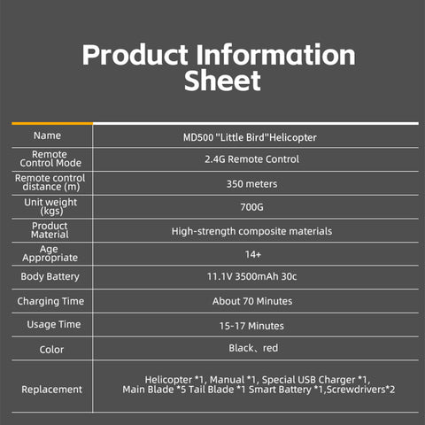 YU XIANG F119S MD500 1/16 Scale 250-Class 2.4G 9CH RC Little Bird Military Helicopter Model with Flybarless Rotor Head, 6G/3D Switchable Modes & Openable Cockpit