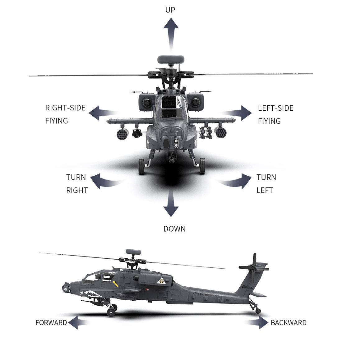 YU XIANG Apache F11-S AH64 Dual-Axis with GPS RC Helicopter | RTRhobby