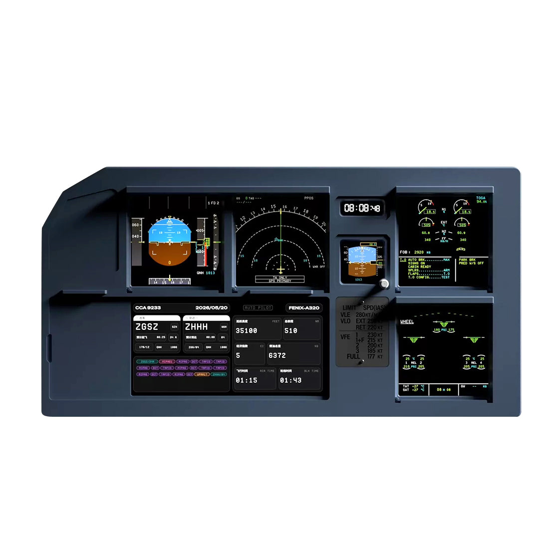 A32X A19X Mini MIP Panel with ND/PFD Display, K HUB Software, MSFS 2020/2024 & X-Plane 12 Compatible