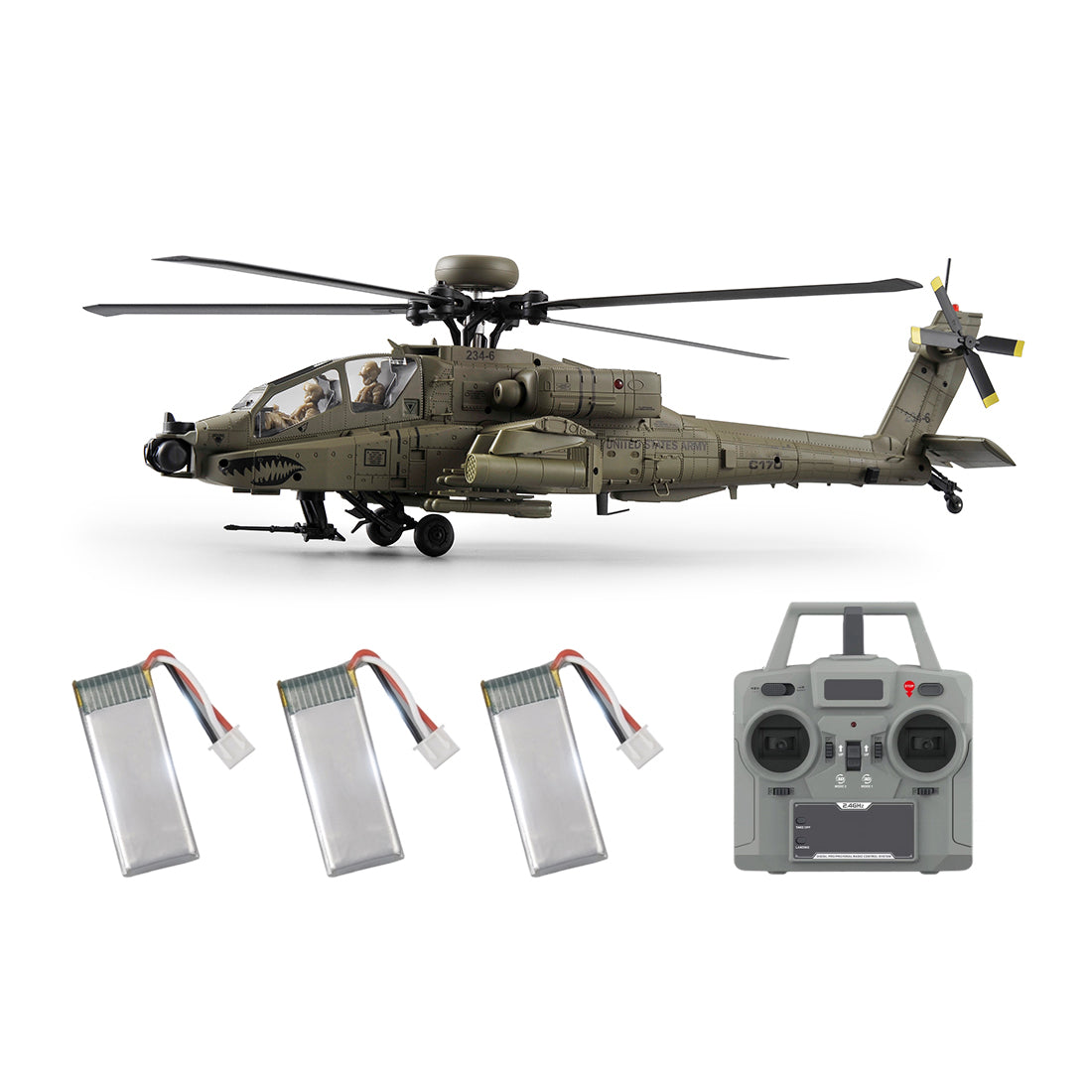 C170 1/48 Scale AH-64D 2.4G 6CH RC Helicopter, Flybarless Military Helicopter with Optical Flow Positioning, TOF & Altitude Hold, One-Key Inverted Flight, Brushless Motor (RTF Version)