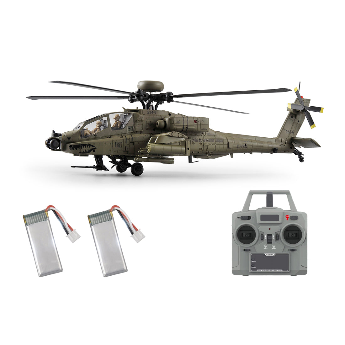 C170 1/48 Scale AH-64D 2.4G 6CH RC Helicopter, Flybarless Military Helicopter with Optical Flow Positioning, TOF & Altitude Hold, One-Key Inverted Flight, Brushless Motor (RTF Version)