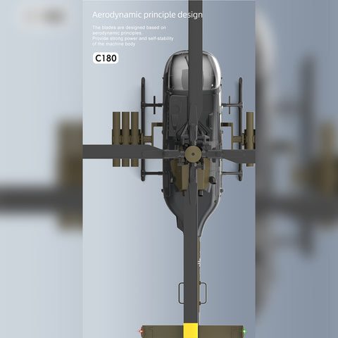 C180 1/25 Scale RC Helicopter 2.4G 6CH Single Rotor Flybarless, Barometer + TOF LiDAR Altitude Hold, Optical Flow Positioning, One-Key Inverted Flight & Takeoff/Landing, with Missile Rack (RTF Version)