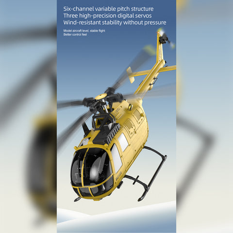 C180 1/25 Scale RC Helicopter 2.4G 6CH Single Rotor Flybarless, Barometer + TOF LiDAR Altitude Hold, Optical Flow Positioning, One-Key Inverted Flight & Takeoff/Landing, with Missile Rack (RTF Version)