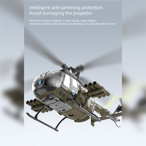 C180 1/25 Scale RC Helicopter 2.4G 6CH Single Rotor Flybarless, Barometer + TOF LiDAR Altitude Hold, Optical Flow Positioning, One-Key Inverted Flight & Takeoff/Landing, with Missile Rack (RTF Version)